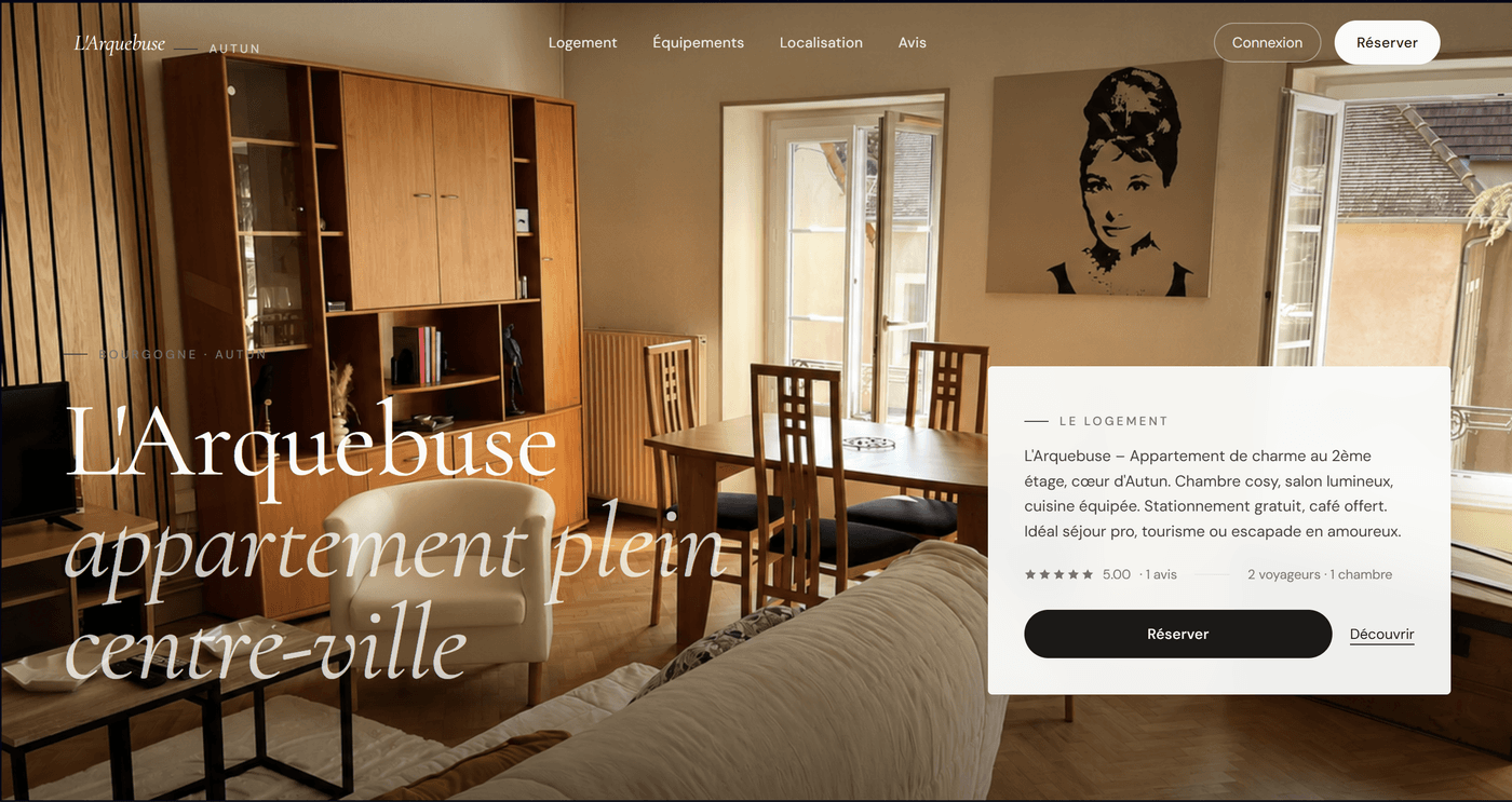 Aperçu desktop — site d'un appartement de charme